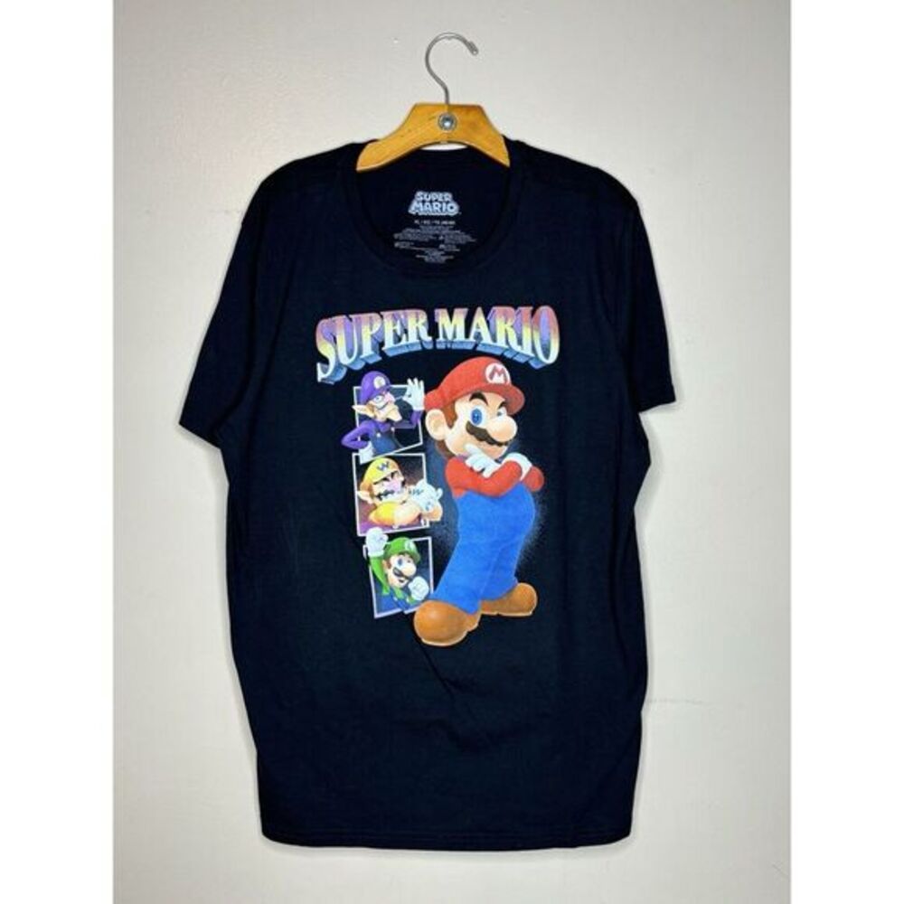Kids' Super Mario‎ Bros. Short Sleeve Black Graphic Tee Size XL